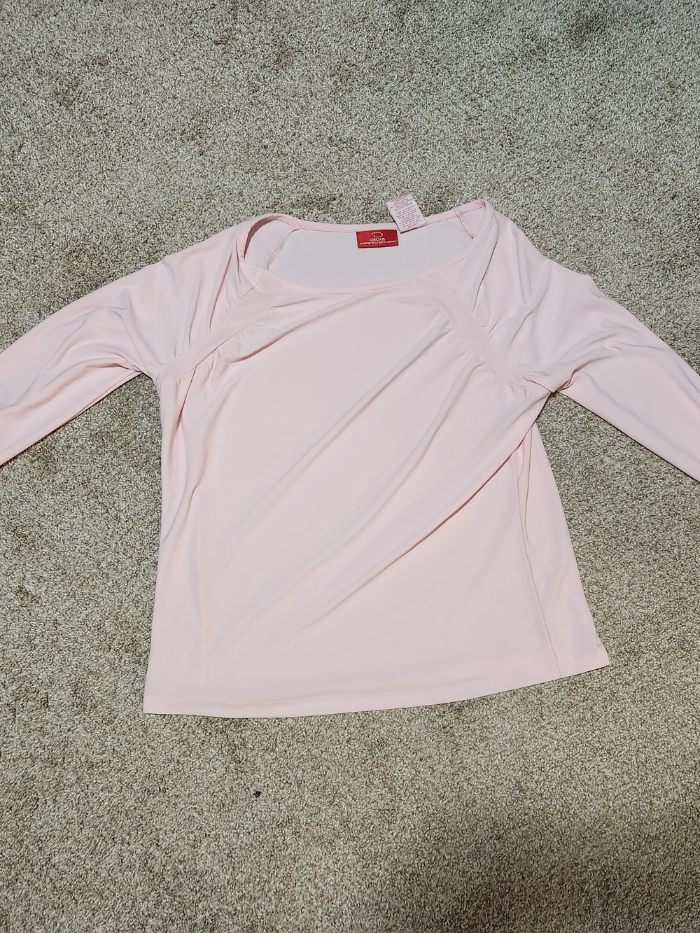 Vintage Oscar de la Renta Pale Pink Long Sleeve Performance Top